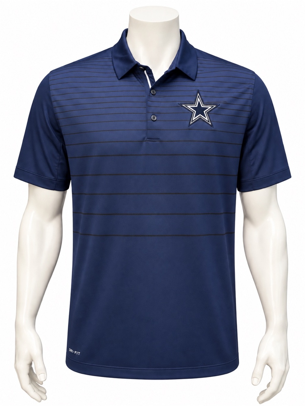 Nike Dri-Fit On Field Dallas Cowboys NFL Blue Black Stripe Men's Polo Shirt MD